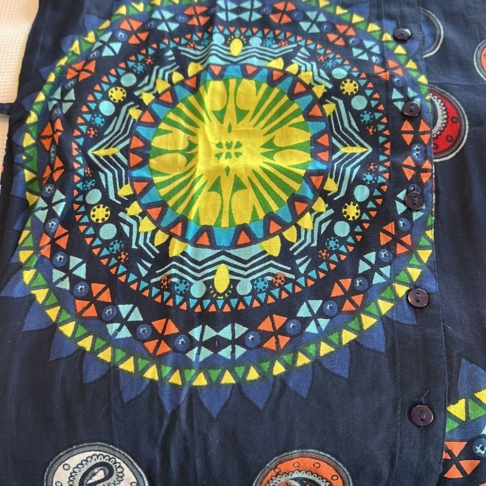 Colorful Patterned Tunic Cover-up Dress Size Large 100% Viscose - Picture 8 of 14
